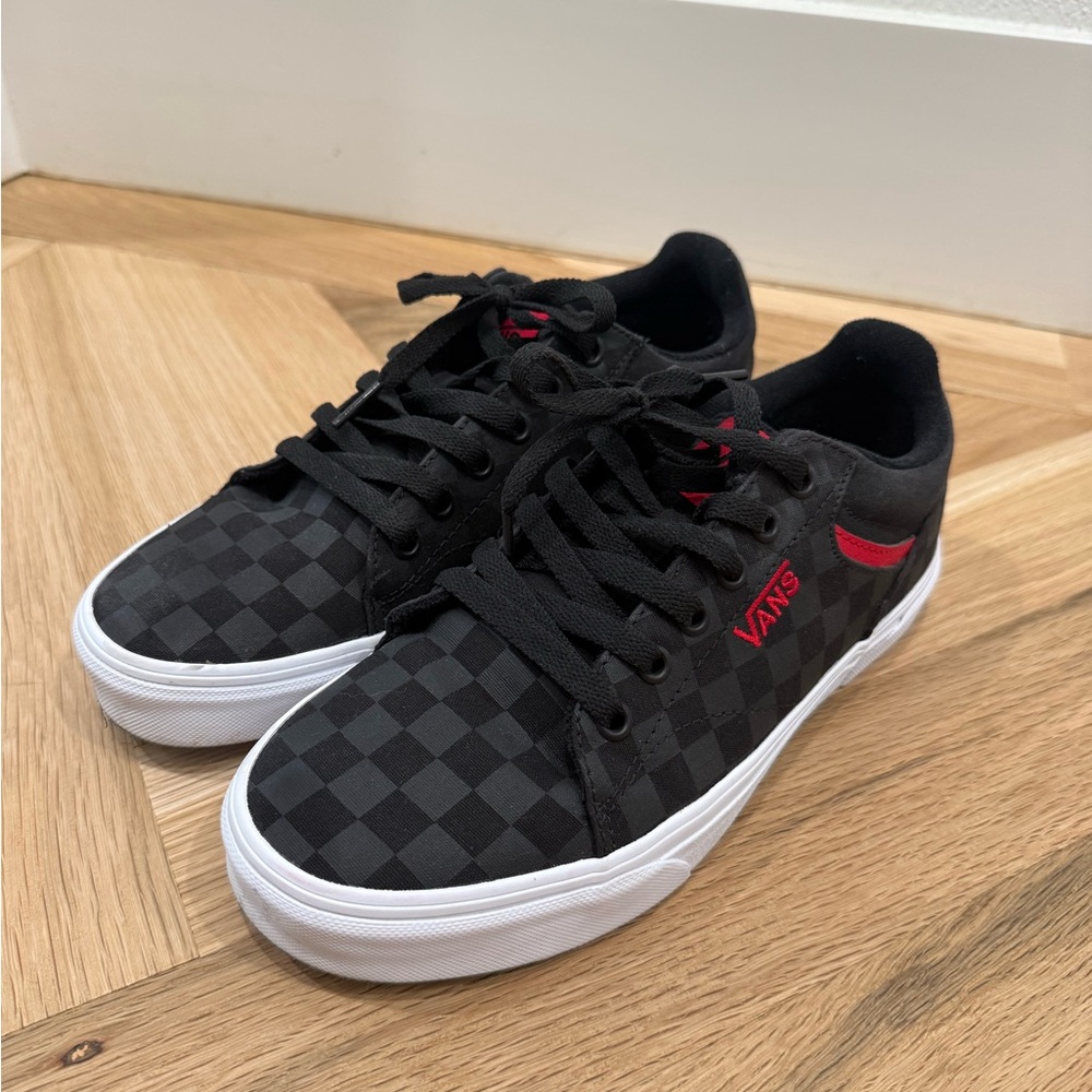 Vans Black and Red Checkered Sneakers